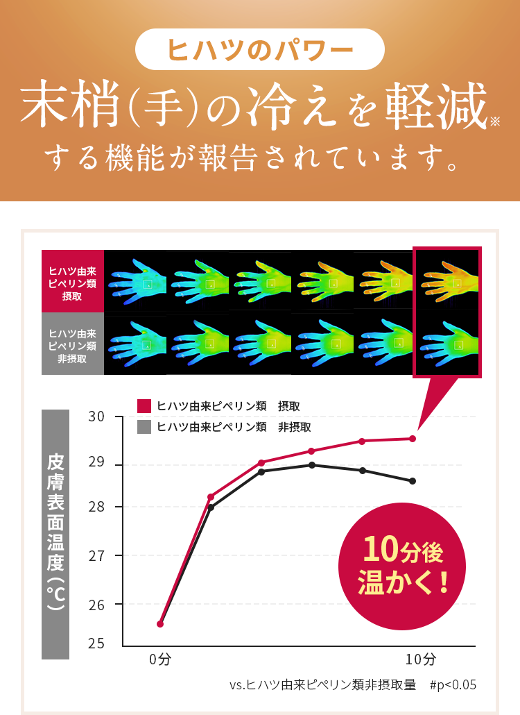 ヒハツのパワー冷えを軽減