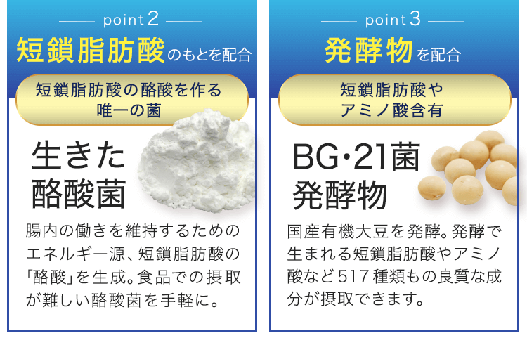 酪酸菌、BG21菌発酵物